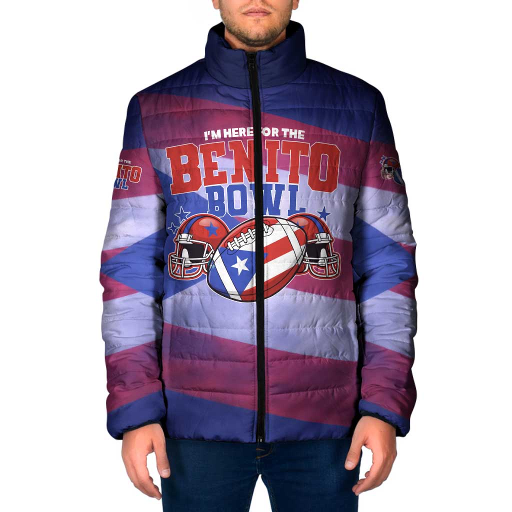 Benito Bowl Fan Gear Padded Jacket with Puerto Rican Flag Football Graphic