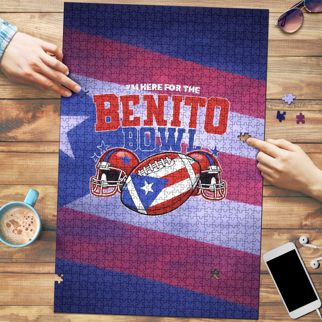 Benito Bowl Fan Gear Puzzle with Puerto Rican Flag Football Graphic