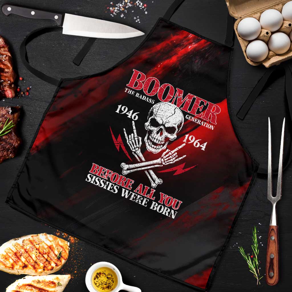 Boomer Generation Apron with Skull Crossbones and Grunge Streak Pattern