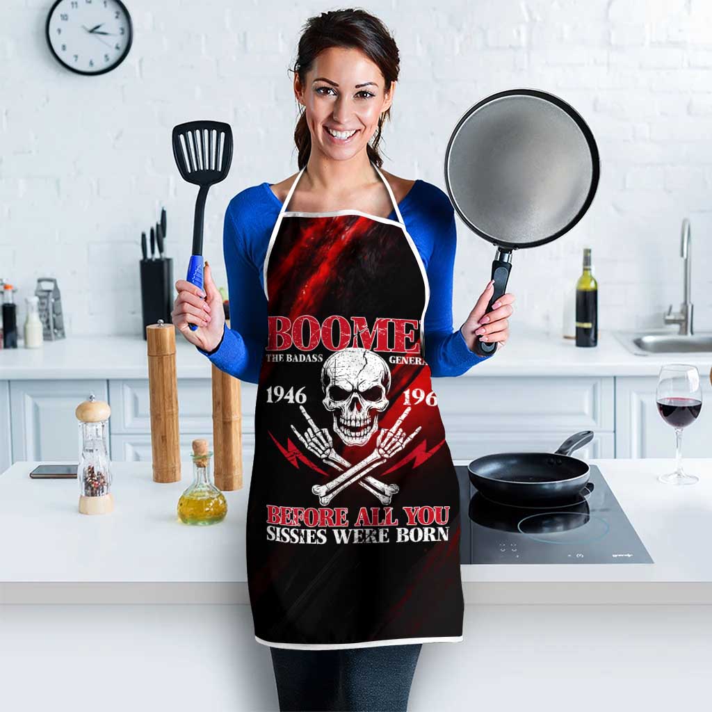 Boomer Generation Apron with Skull Crossbones and Grunge Streak Pattern