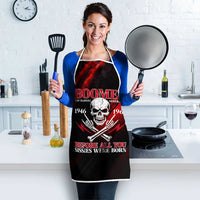 Boomer Generation Apron with Skull Crossbones and Grunge Streak Pattern