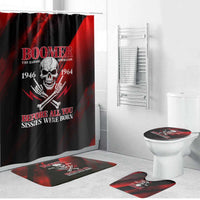 Boomer Generation Bathroom Set with Skull Crossbones and Grunge Streak Pattern