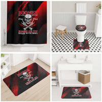 Boomer Generation Bathroom Set with Skull Crossbones and Grunge Streak Pattern