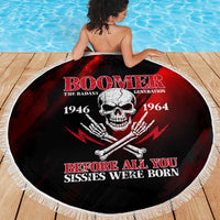 Boomer Generation Beach Blanket with Skull Crossbones and Grunge Streak Pattern