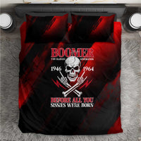 Boomer Generation Bedding Set with Skull Crossbones and Grunge Streak Pattern