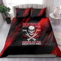 Boomer Generation Bedding Set with Skull Crossbones and Grunge Streak Pattern