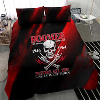 Boomer Generation Bedding Set with Skull Crossbones and Grunge Streak Pattern