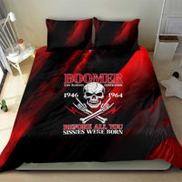 Boomer Generation Bedding Set with Skull Crossbones and Grunge Streak Pattern