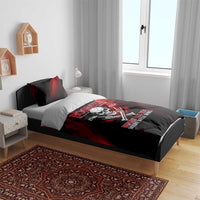 Boomer Generation Bedding Set with Skull Crossbones and Grunge Streak Pattern