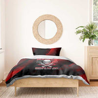 Boomer Generation Bedding Set with Skull Crossbones and Grunge Streak Pattern