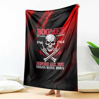 Boomer Generation Blanket with Skull Crossbones and Grunge Streak Pattern