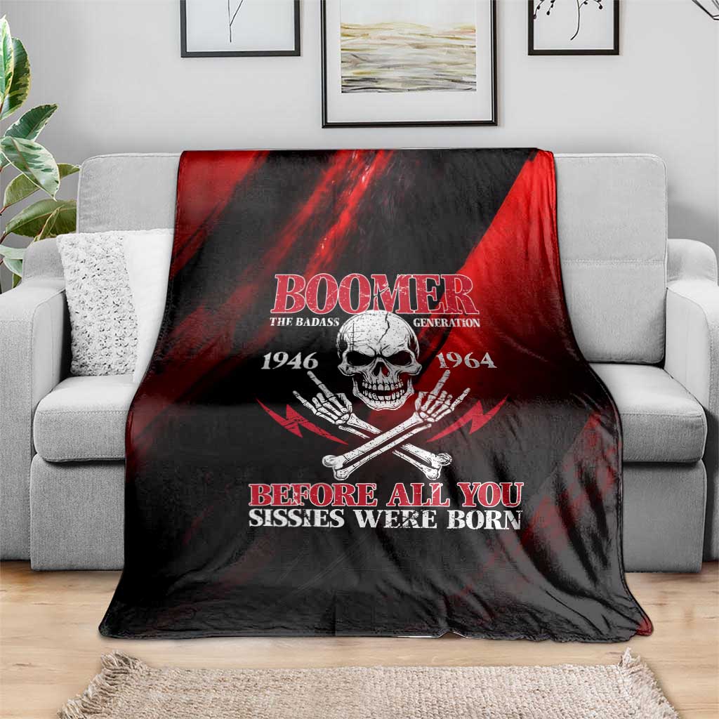 Boomer Generation Blanket with Skull Crossbones and Grunge Streak Pattern