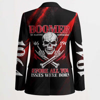 Boomer Generation Blazer with Skull Crossbones and Grunge Streak Pattern