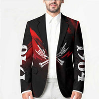 Boomer Generation Blazer with Skull Crossbones and Grunge Streak Pattern
