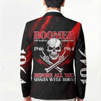 Boomer Generation Blazer with Skull Crossbones and Grunge Streak Pattern