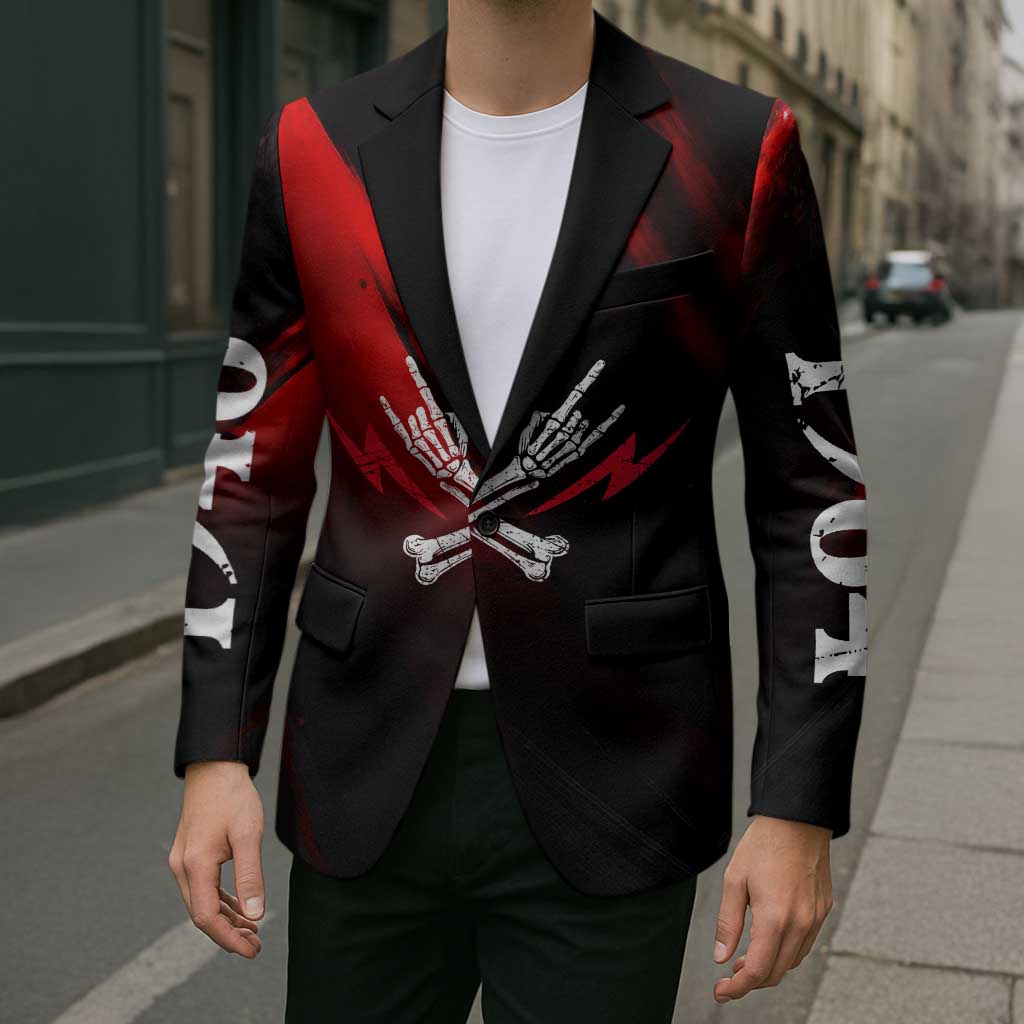 Boomer Generation Blazer with Skull Crossbones and Grunge Streak Pattern
