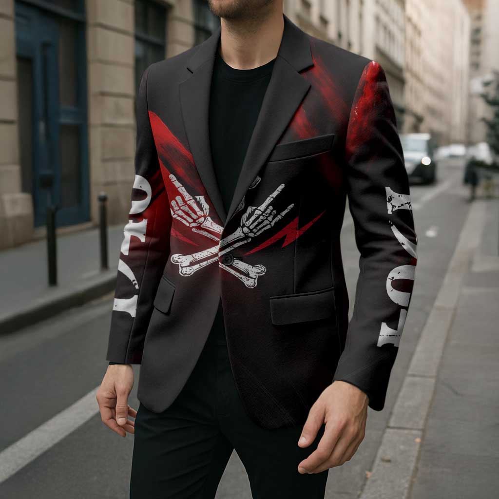 Boomer Generation Blazer with Skull Crossbones and Grunge Streak Pattern