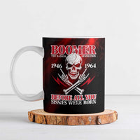 Boomer Generation Ceramic Mug with Skull Crossbones and Grunge Streak Pattern