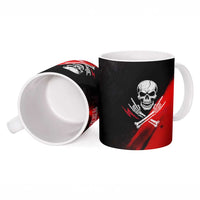 Boomer Generation Ceramic Mug with Skull Crossbones and Grunge Streak Pattern