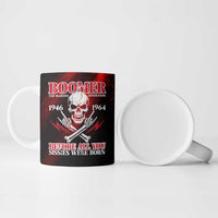 Boomer Generation Ceramic Mug with Skull Crossbones and Grunge Streak Pattern