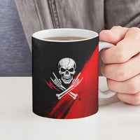 Boomer Generation Ceramic Mug with Skull Crossbones and Grunge Streak Pattern