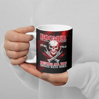Boomer Generation Ceramic Mug with Skull Crossbones and Grunge Streak Pattern