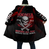 Boomer Generation Cloak with Skull Crossbones and Grunge Streak Pattern