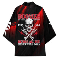 Boomer Generation Kimono with Skull Crossbones and Grunge Streak Pattern