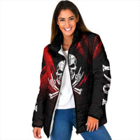 Boomer Generation Padded Jacket with Skull Crossbones and Grunge Streak Pattern