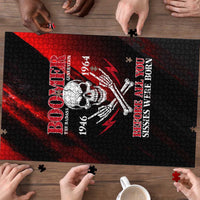 Boomer Generation Puzzle with Skull Crossbones and Grunge Streak Pattern