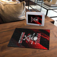 Boomer Generation Puzzle with Skull Crossbones and Grunge Streak Pattern