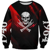Boomer Generation Sweatshirt with Skull Crossbones and Grunge Streak Pattern