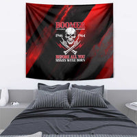 Boomer Generation Tapestry with Skull Crossbones and Grunge Streak Pattern