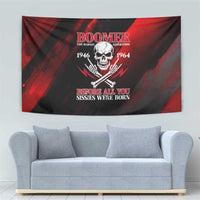 Boomer Generation Tapestry with Skull Crossbones and Grunge Streak Pattern
