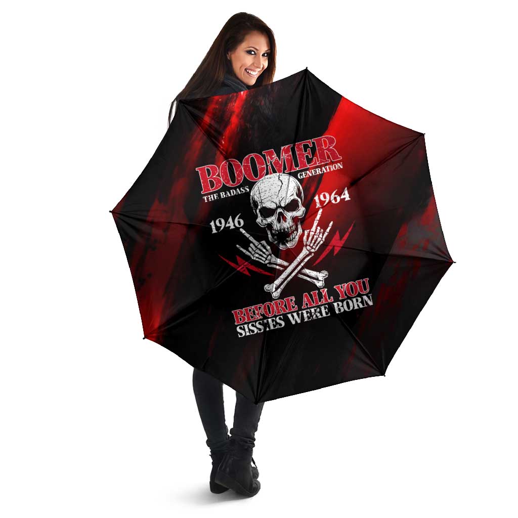 Boomer Generation Umbrella with Skull Crossbones and Grunge Streak Pattern