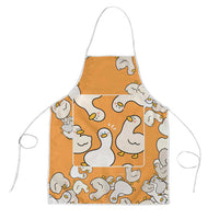 Chubby Duck Apron Shocked White Ducks Cartoon Doodle Pattern