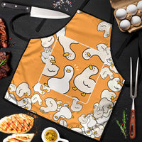 Chubby Duck Apron Shocked White Ducks Cartoon Doodle Pattern