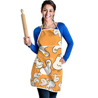 Chubby Duck Apron Shocked White Ducks Cartoon Doodle Pattern