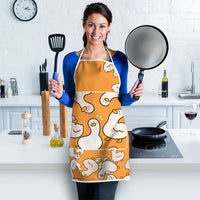 Chubby Duck Apron Shocked White Ducks Cartoon Doodle Pattern