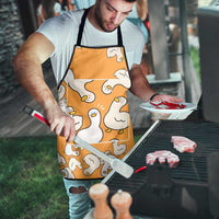 Chubby Duck Apron Shocked White Ducks Cartoon Doodle Pattern