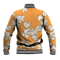 Chubby Duck Baseball Jacket Shocked White Ducks Cartoon Doodle Pattern