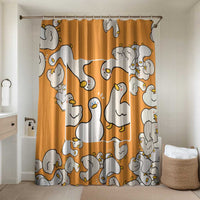 Chubby Duck Bathroom Set Shocked White Ducks Cartoon Doodle Pattern