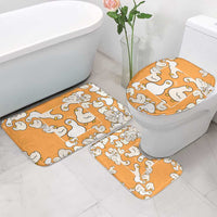 Chubby Duck Bathroom Set Shocked White Ducks Cartoon Doodle Pattern
