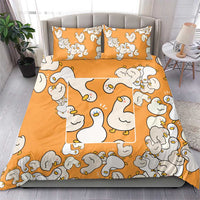Chubby Duck Bedding Set Shocked White Ducks Cartoon Doodle Pattern