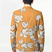 Chubby Duck Blazer Shocked White Ducks Cartoon Doodle Pattern