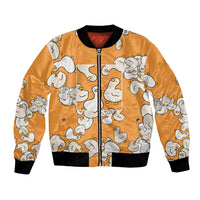 Chubby Duck Bomber Jacket Shocked White Ducks Cartoon Doodle Pattern