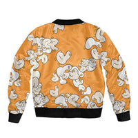 Chubby Duck Bomber Jacket Shocked White Ducks Cartoon Doodle Pattern