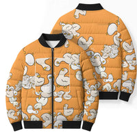 Chubby Duck Bomber Puffer Jacket Shocked White Ducks Cartoon Doodle Pattern
