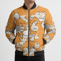 Chubby Duck Bomber Puffer Jacket Shocked White Ducks Cartoon Doodle Pattern