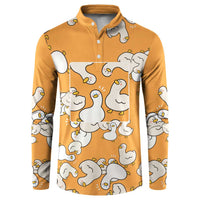 Chubby Duck Button Sweatshirt Shocked White Ducks Cartoon Doodle Pattern